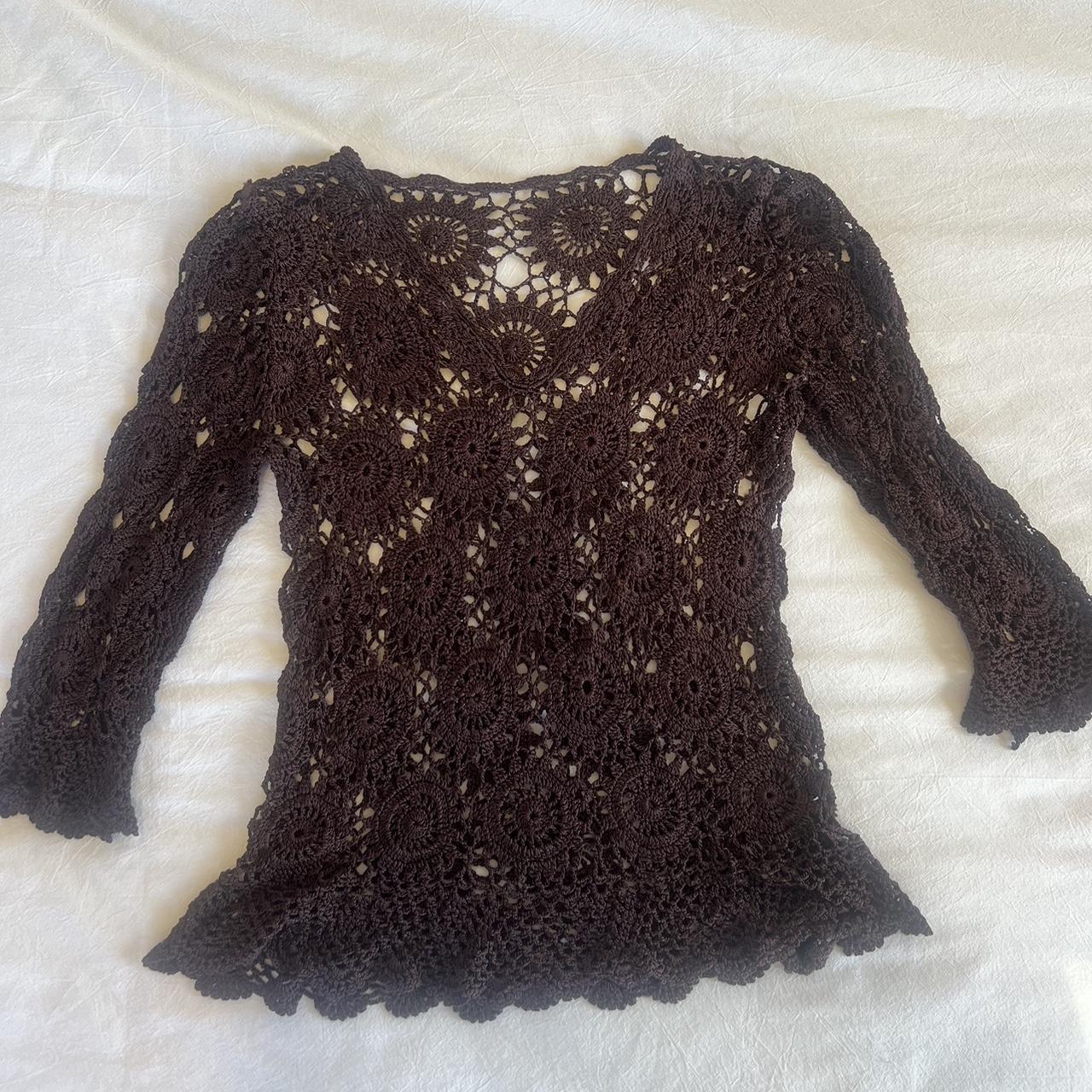 crochet blouse 🧚🏽‍♀️ in perfect vintage condition, soft... - Depop