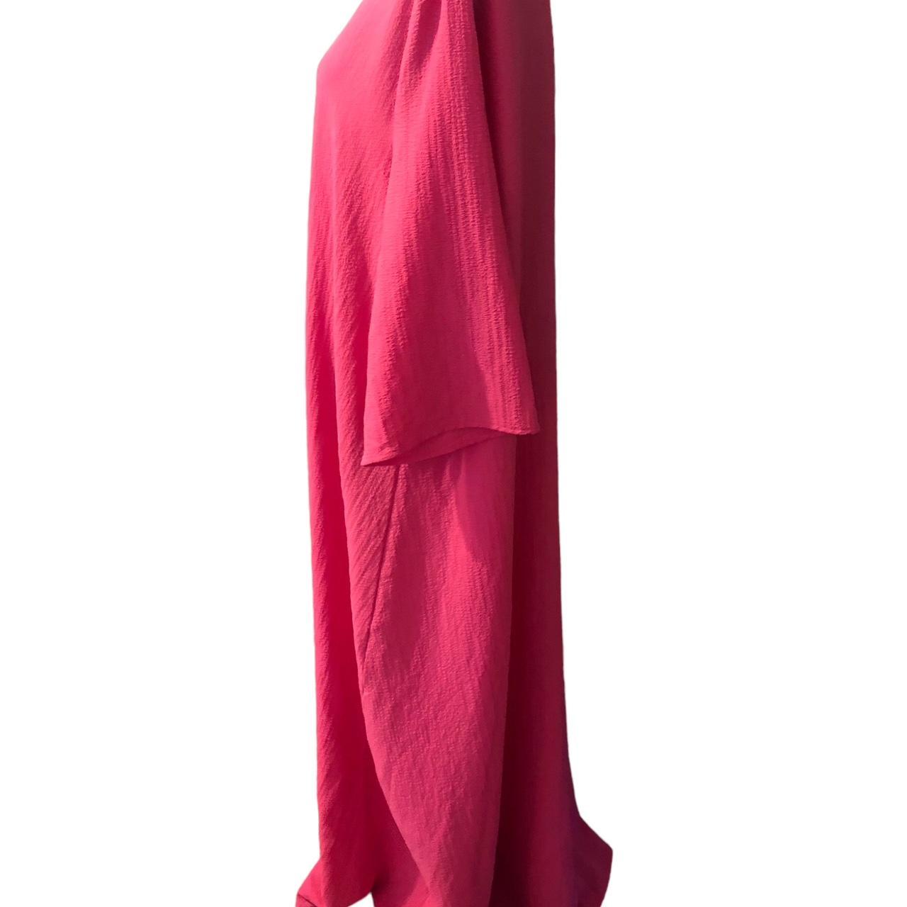 Shein Curve Hot Pink Crinkle Flowy Long House MuMu Shift Maxi Dress Sz 4XL
