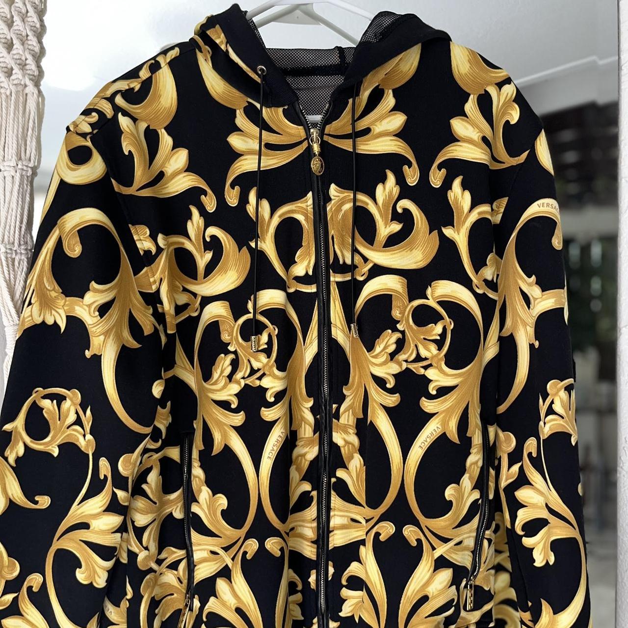 Versace jacket has drawstring and zipper | Depop