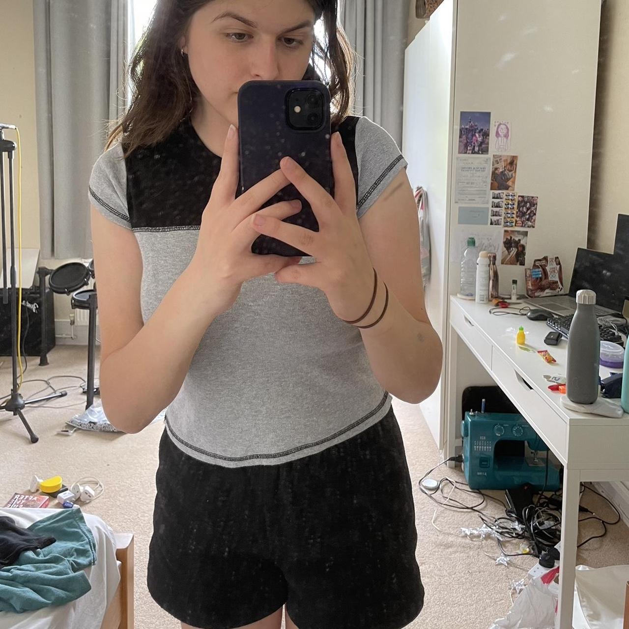 Brandy Melville baby tee / Tshirt / top grey and... Depop