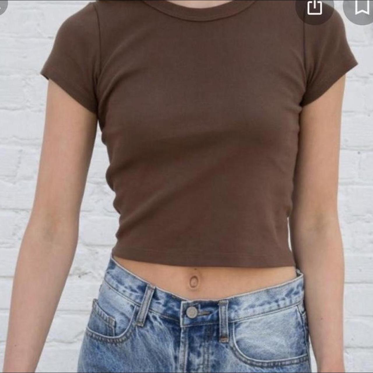 Brandy Melville brown ashlyn top / baby tee One... Depop