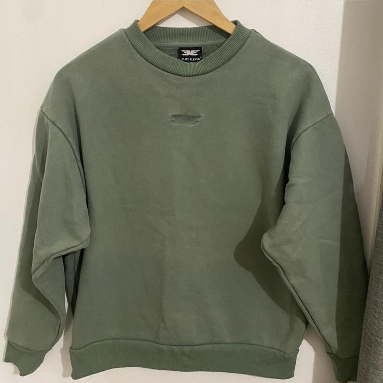 Olive green Elite Eleven crew neck jumper Size... - Depop