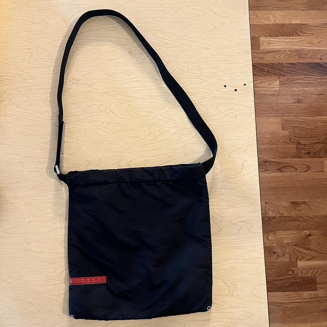 vintage 1999 prada black nylon bag. can be used as a