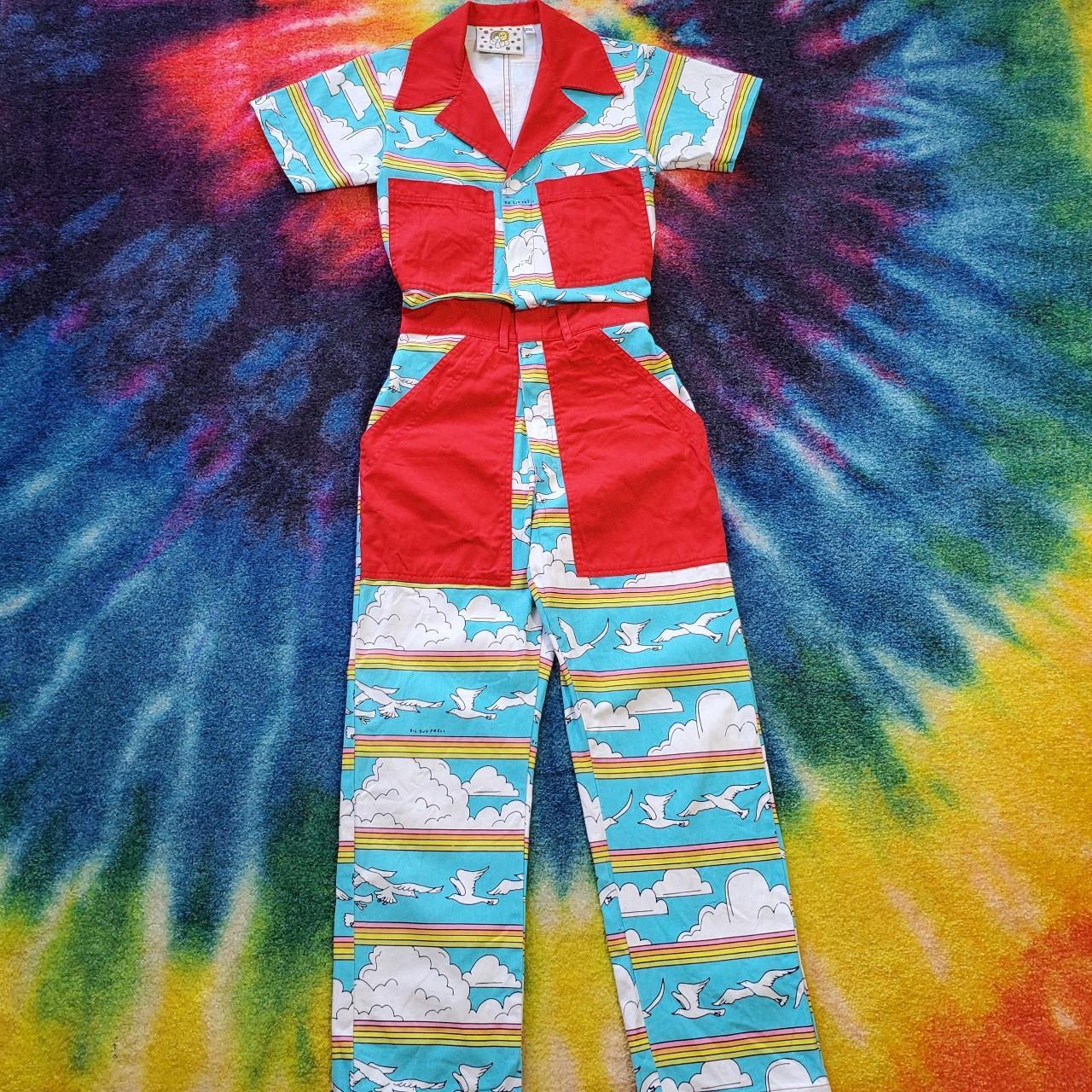 Big Bud Press Women's Red and Blue Jumpsuit Depop
