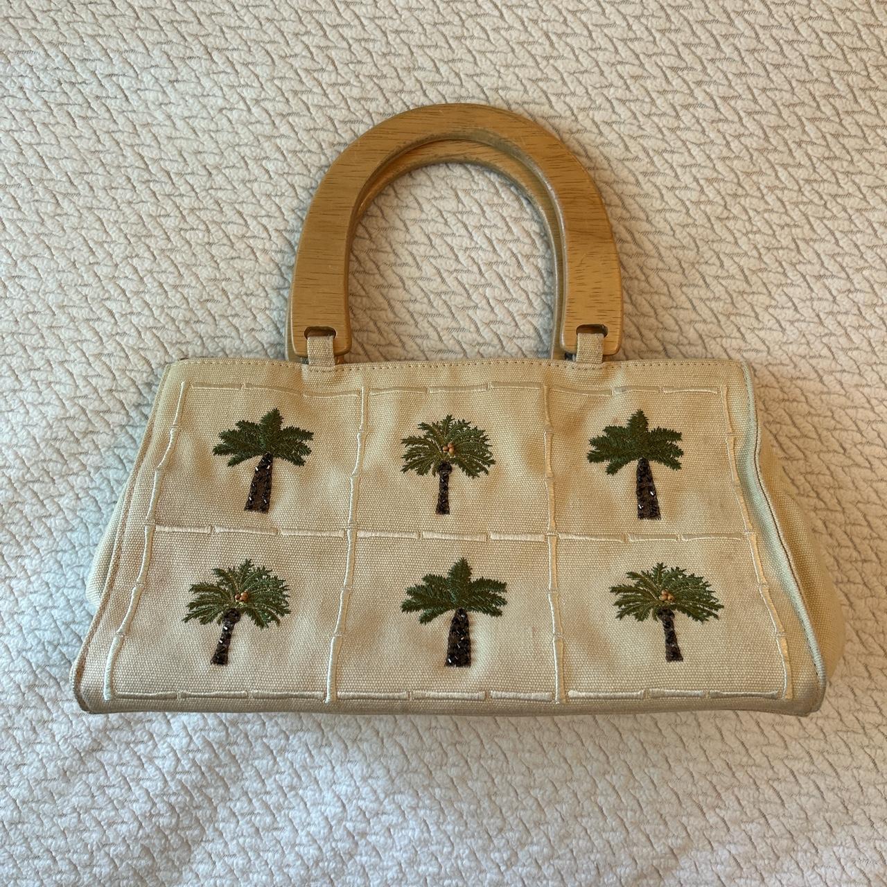 Beaded Palm Leaf Bag with Bamboo Handles