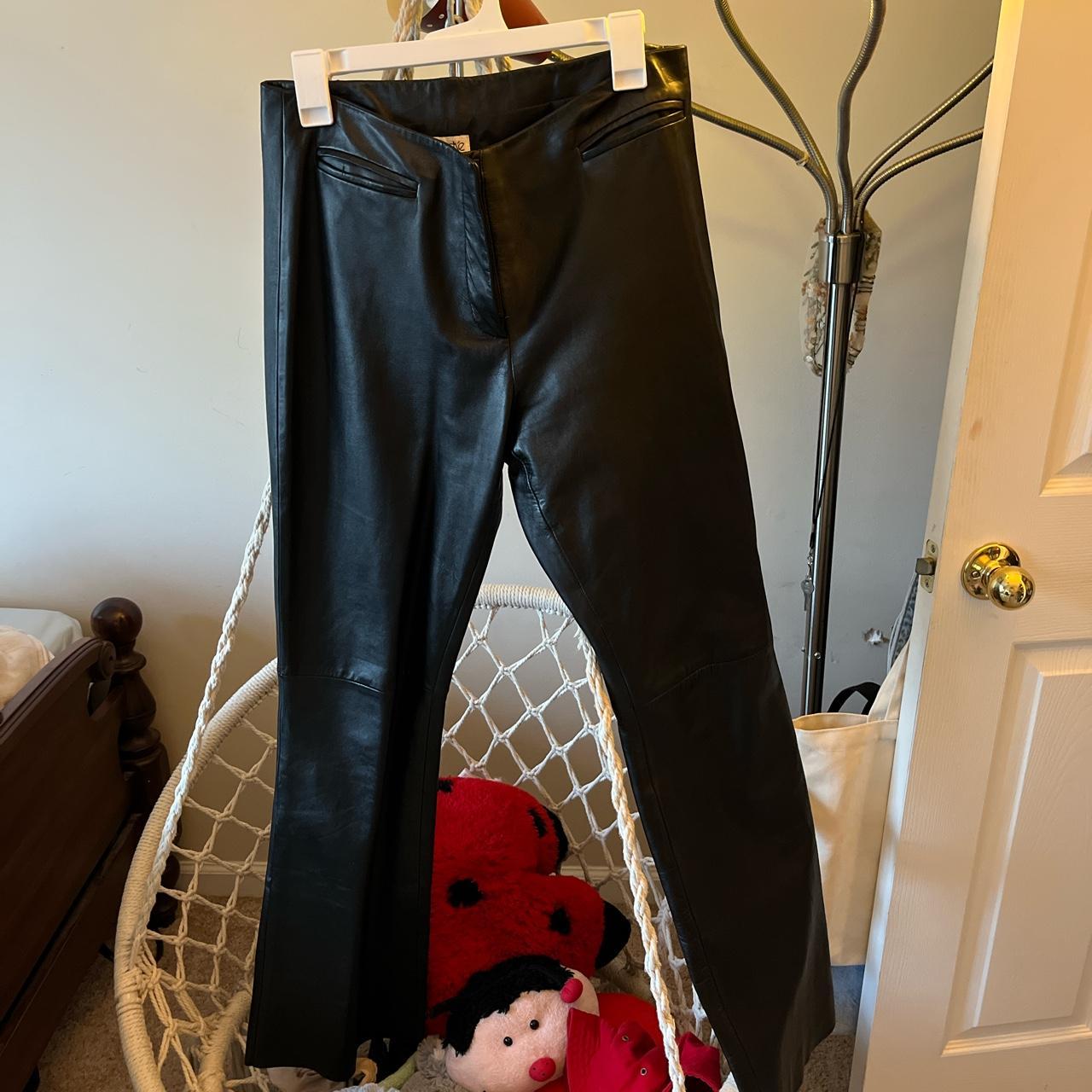 bootcut leather trousers