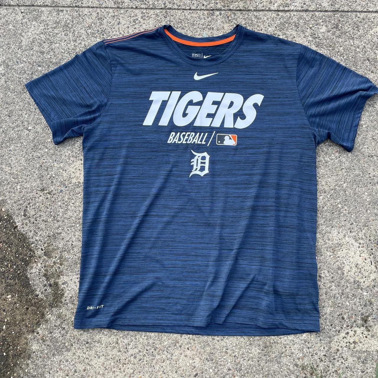 NIKE Men's MLB Detroit Tigers Baseball Navy Blue DRI-FIT Jersey T-Shirt  Shirt XL