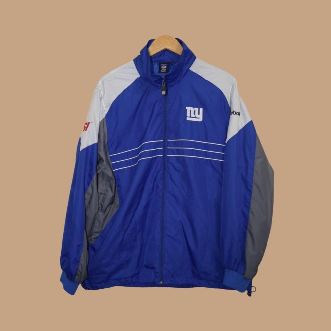 Reebok brand blue, white, & gray NY Giants NFL windbreaker jacket, men's  size L