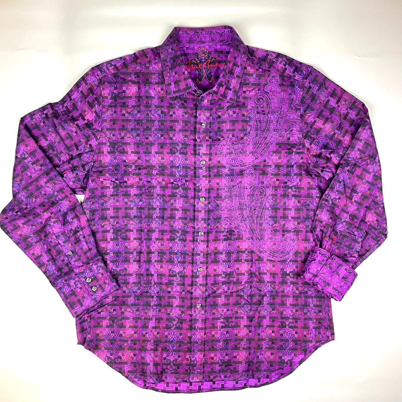 Robert Graham Button Up Shirt XL Classic Fit Purple... Depop