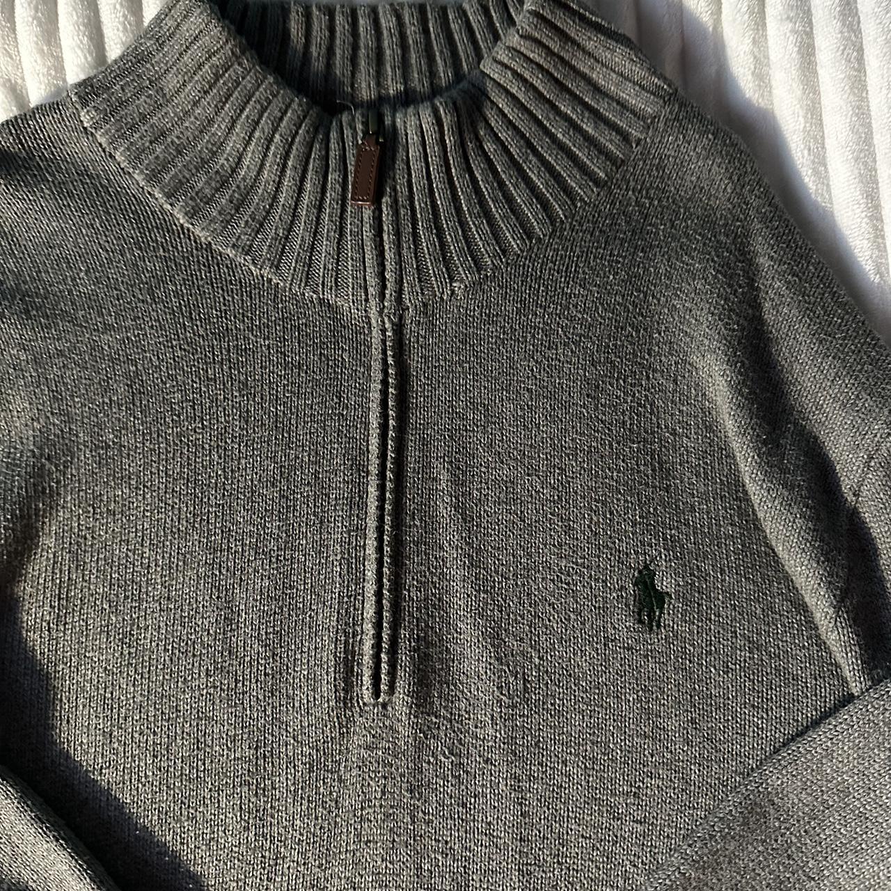 Ralph Lauren Polo Grey Quarter Zip Knit Jumper -... - Depop