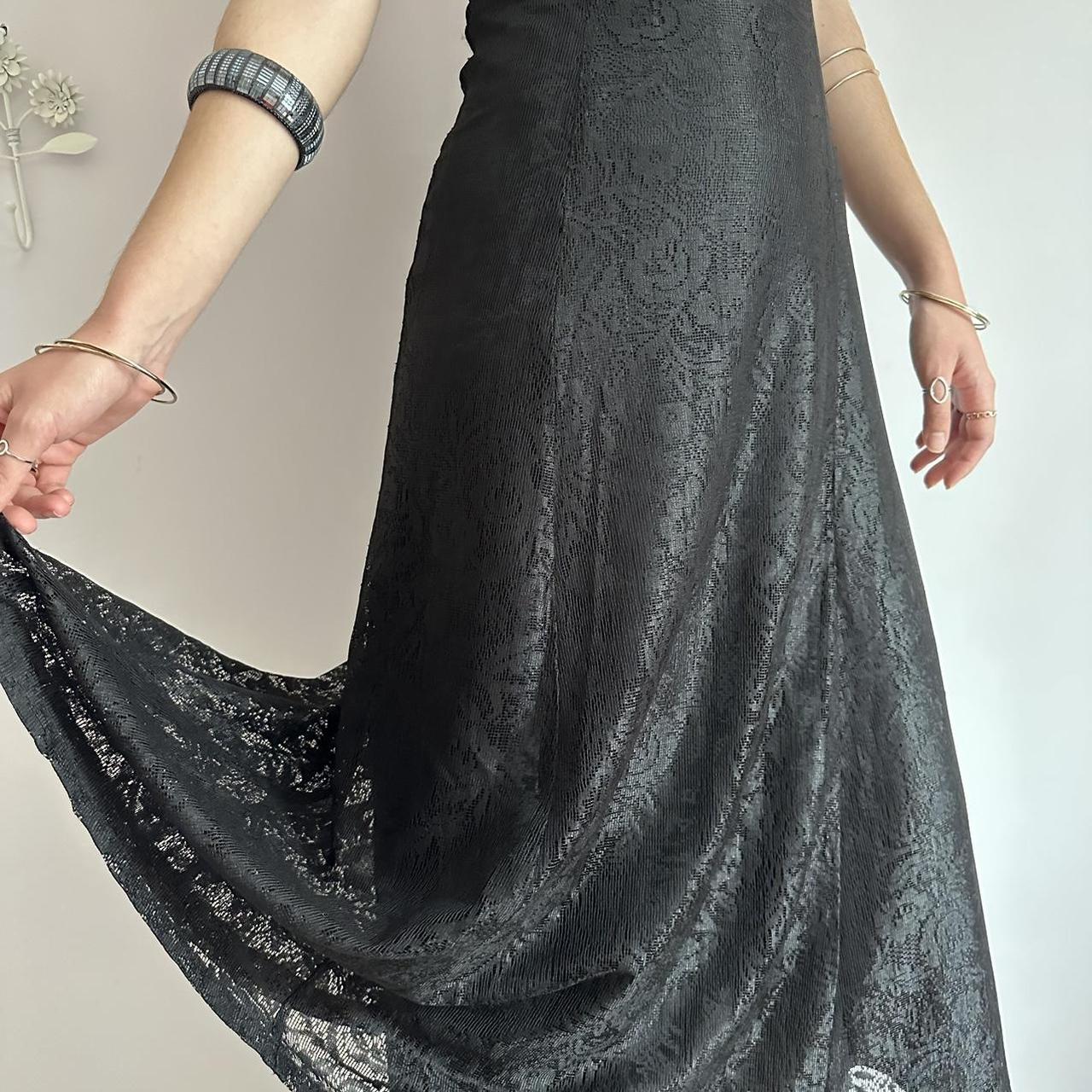 Black Lace Dress Whimsigoth Slip Dress Vintage 90s... - Depop