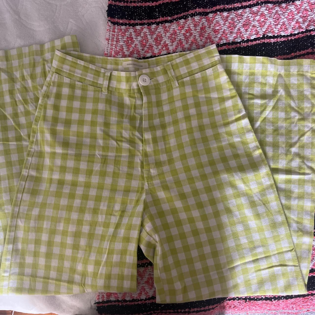 urban outfitters lime green gingham pants my... - Depop