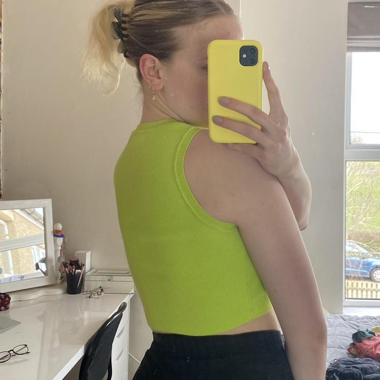 Zara yellow/green racer style crop top Perfect... Depop