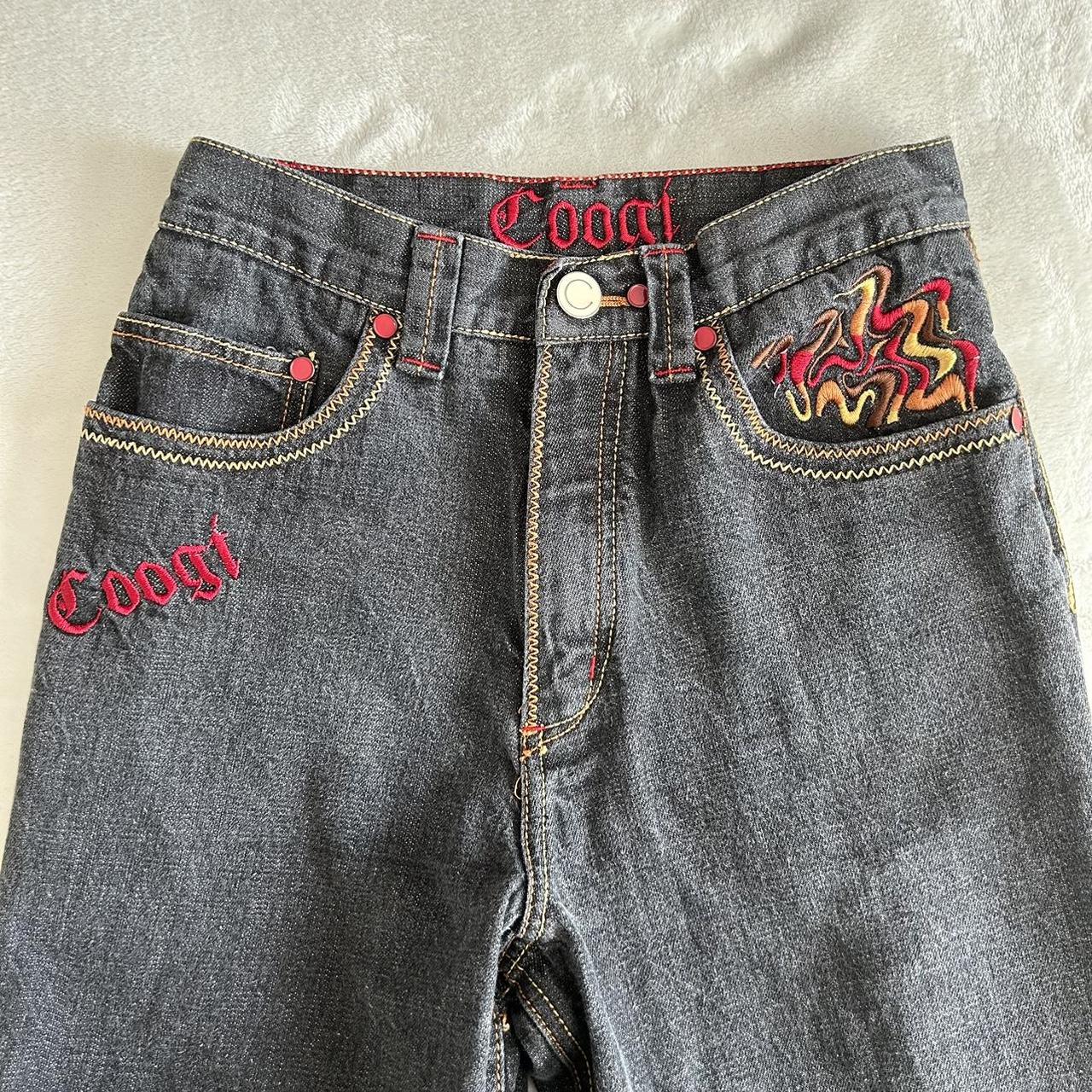 Coogi Women's Navy and Orange Jeans | Depop