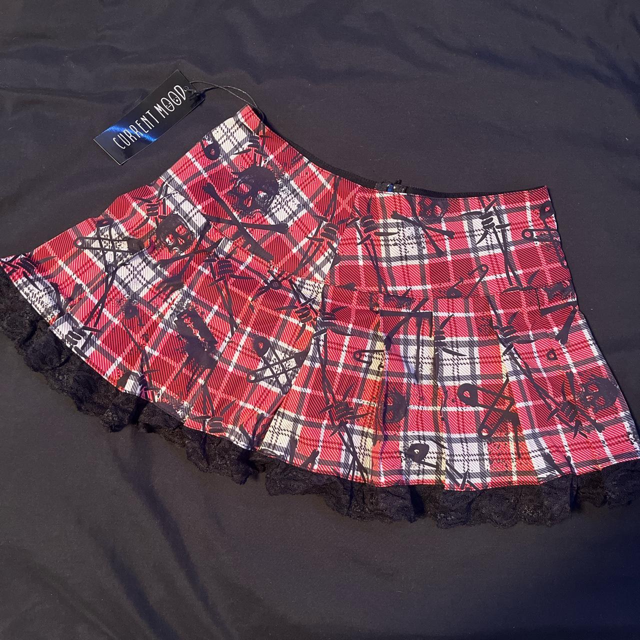 Women's Red and Black Skirt Depop