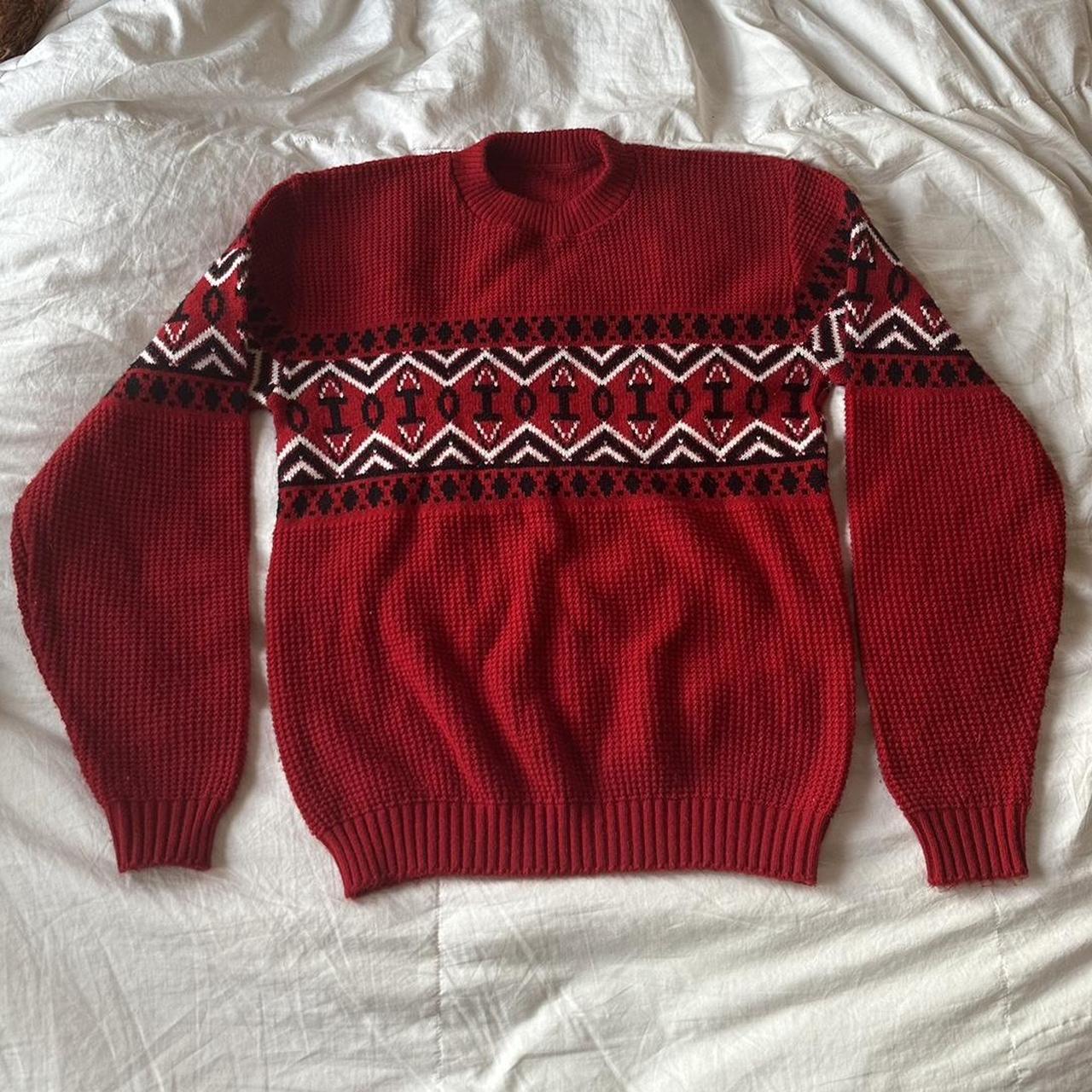 ADORABLE red knit sweater perfect for christmas and... - Depop