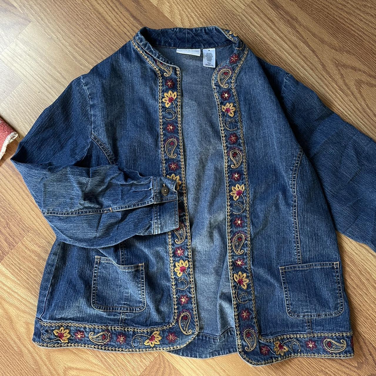 Alfred Dunner Denim Jacket With Pockets And Flower Depop