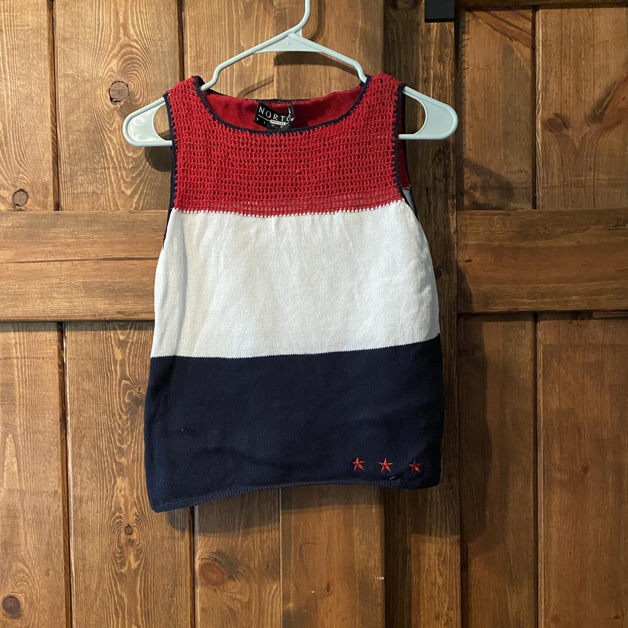 Red White Blue Knit Tank. Perfect for 4th of July!... - Depop