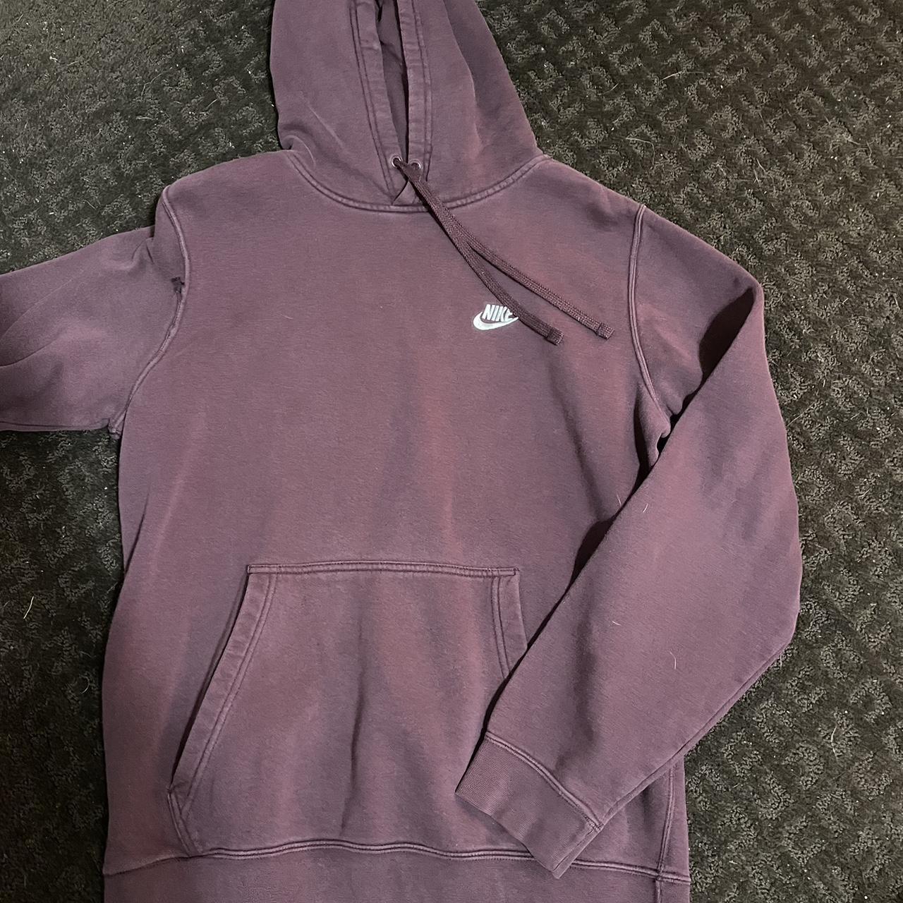 Maroon NIKE hoodie Small tear in arm sleeve - Depop