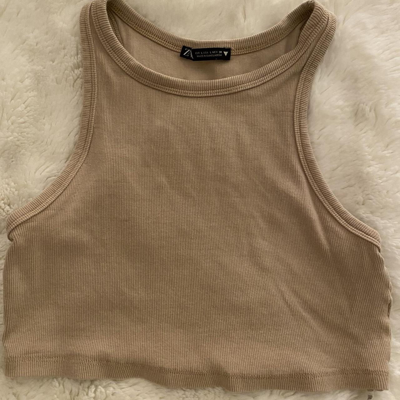 Zara limitless contour collection tan crop top. Size - Depop