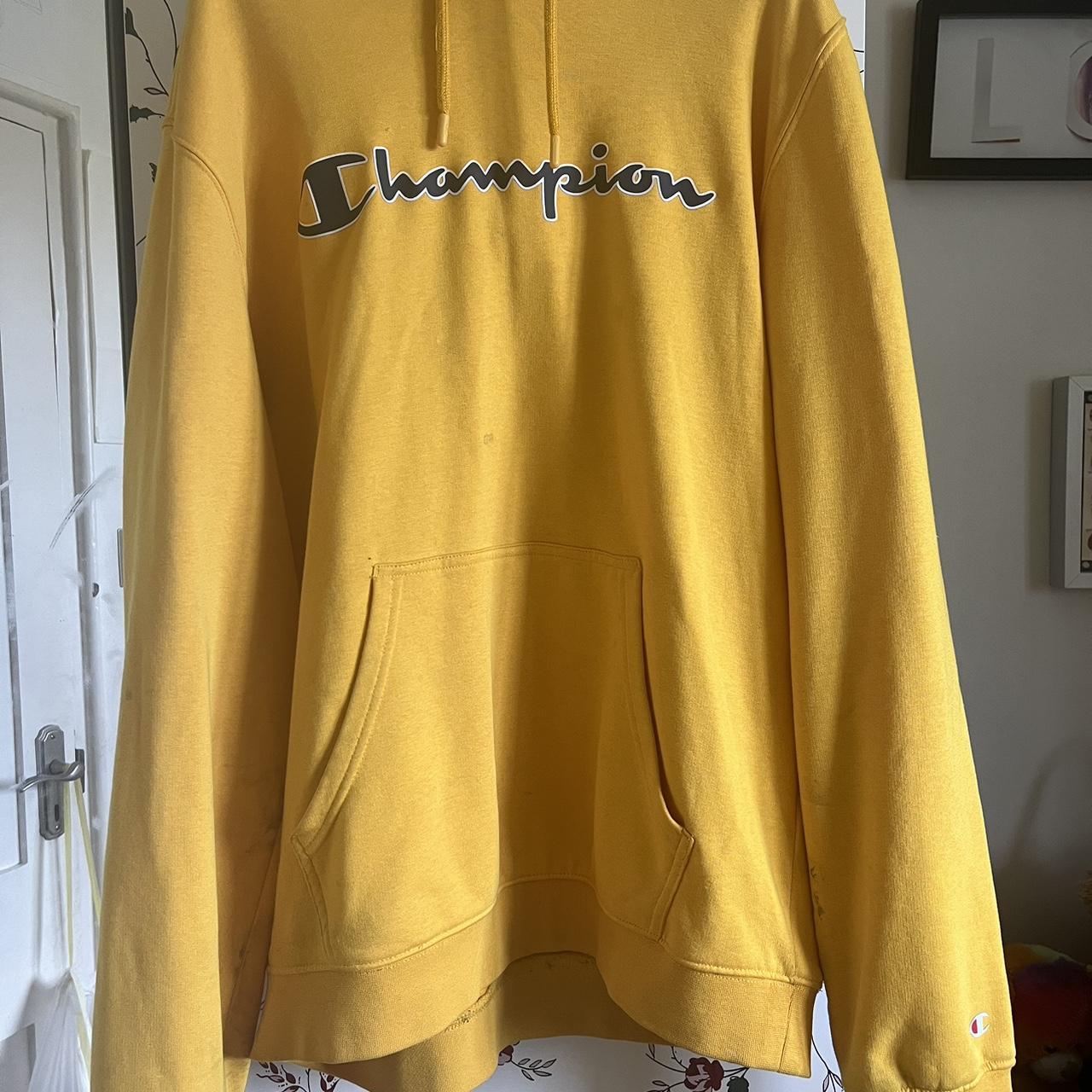 the softest yellow champion hoodie! got as a... - Depop