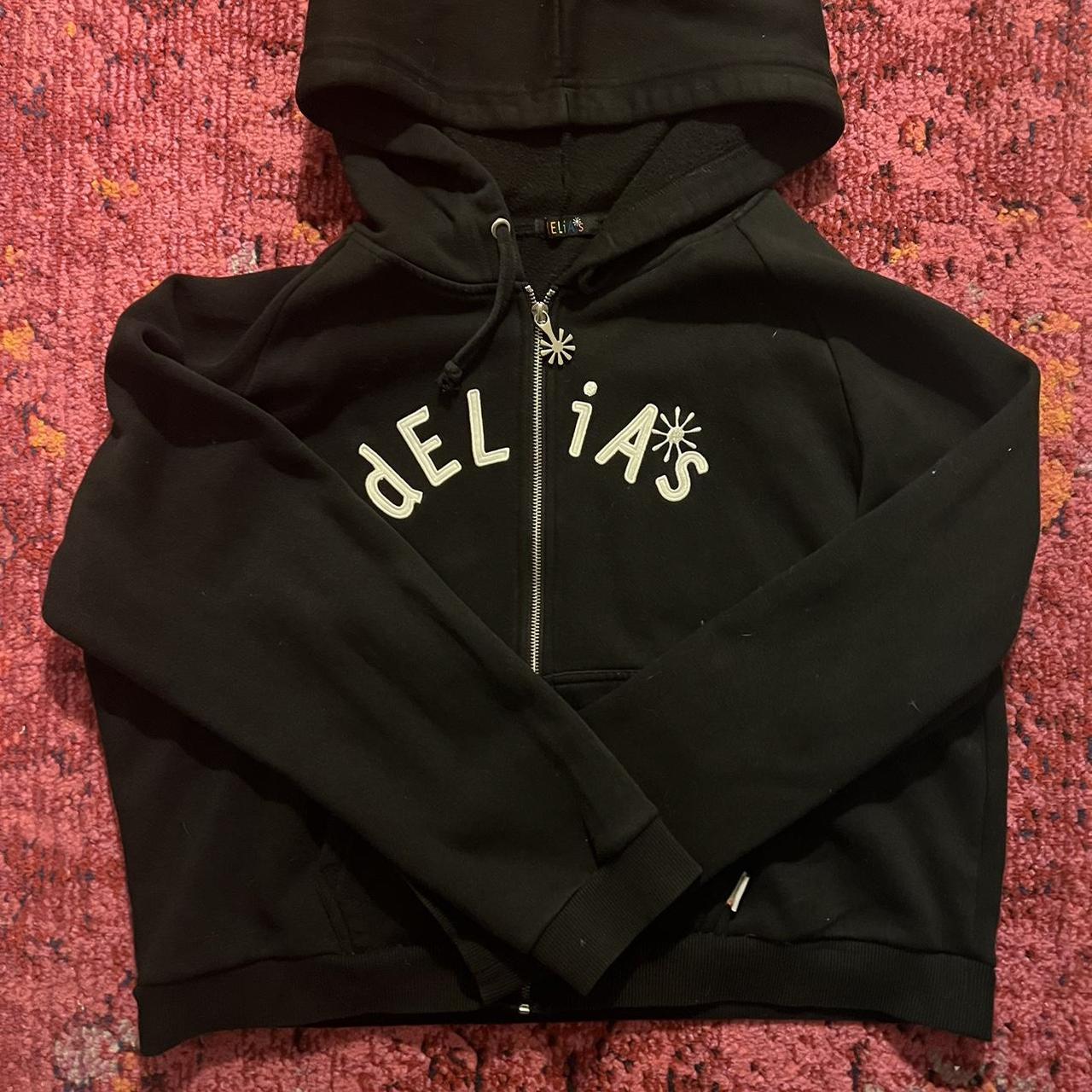 Delia's Women's Black and Silver Hoodie