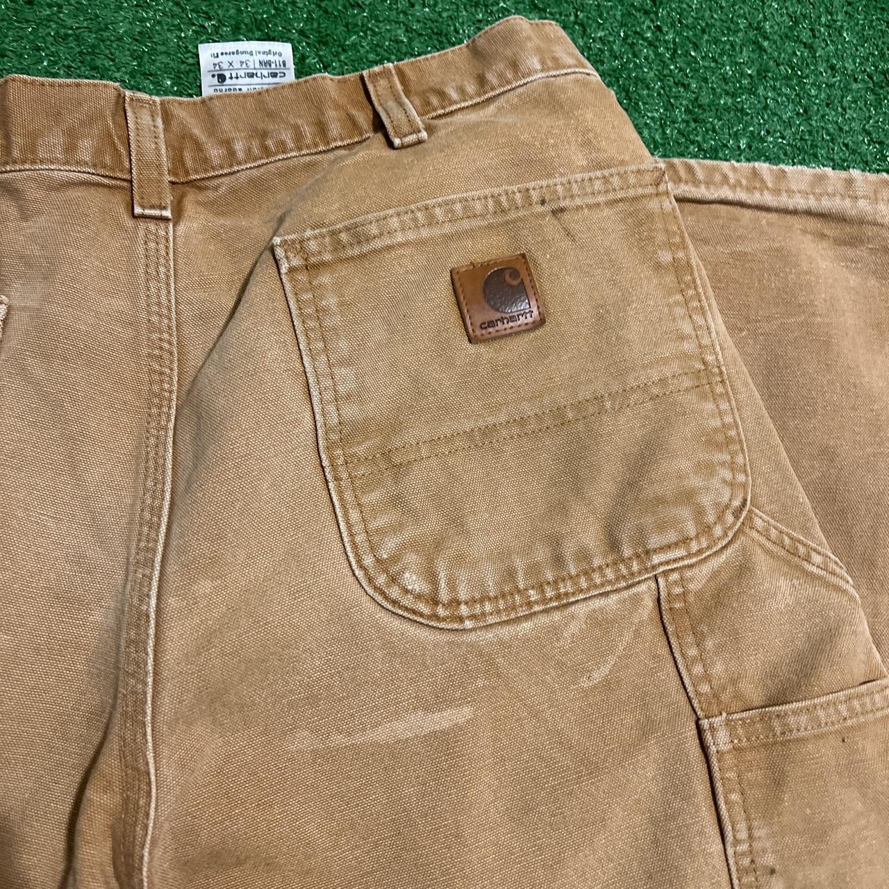Carhartt Men's Tan and Cream Trousers Depop