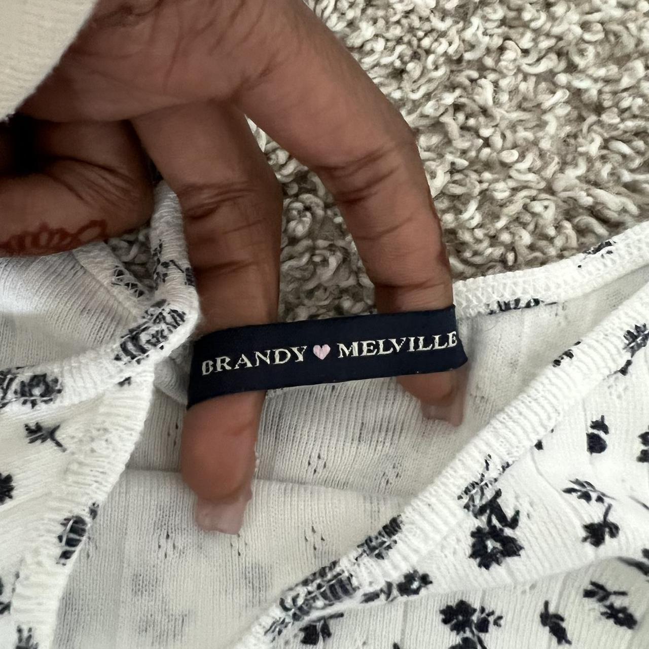 black and white brandy melville floral crop top! not... Depop