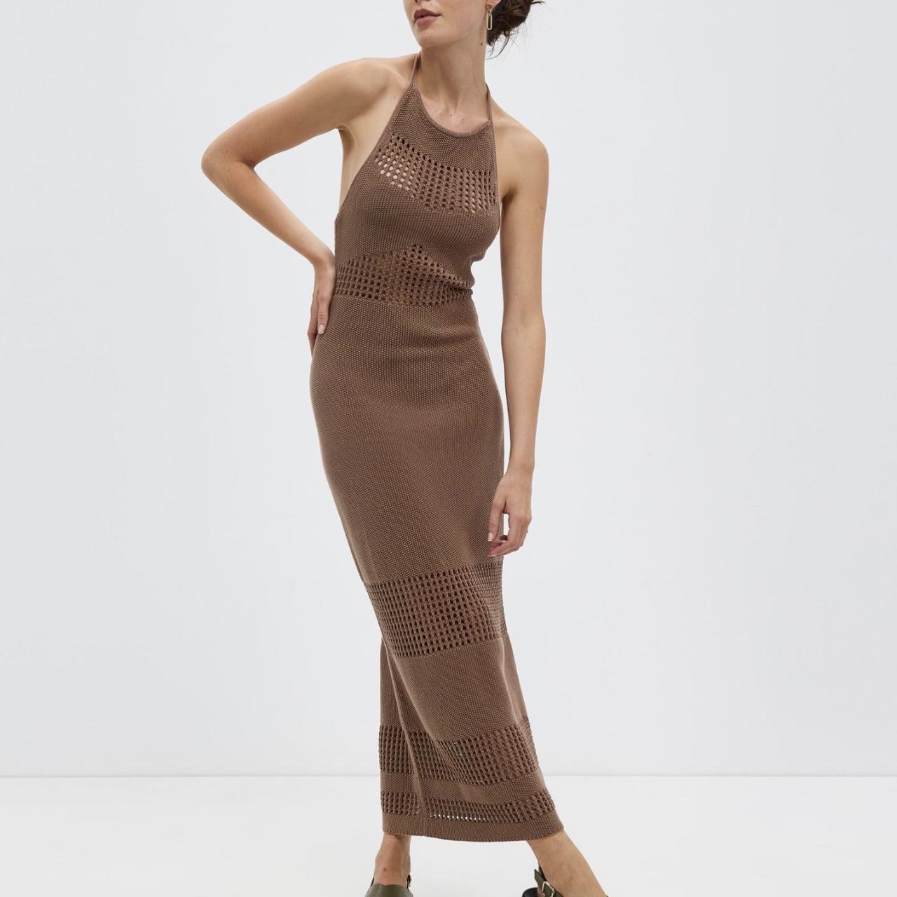 AERE crochet knit dress in truffle. Size 8, only... Depop