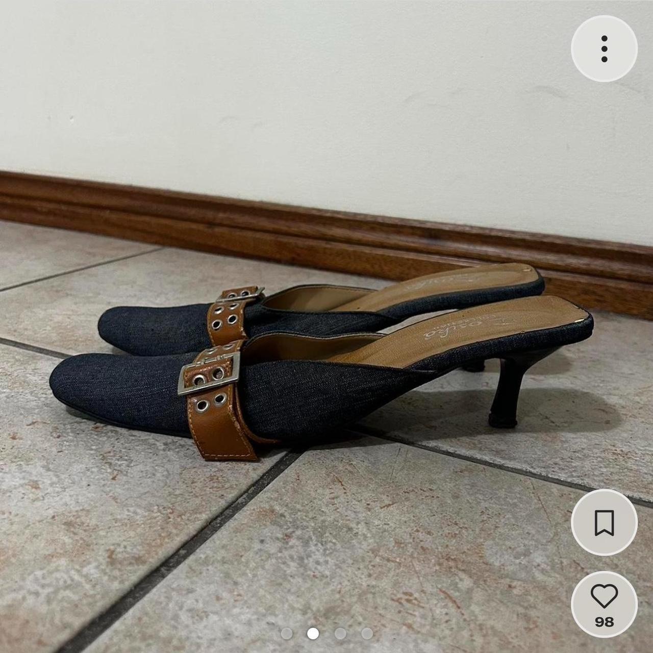 denim kitten heels