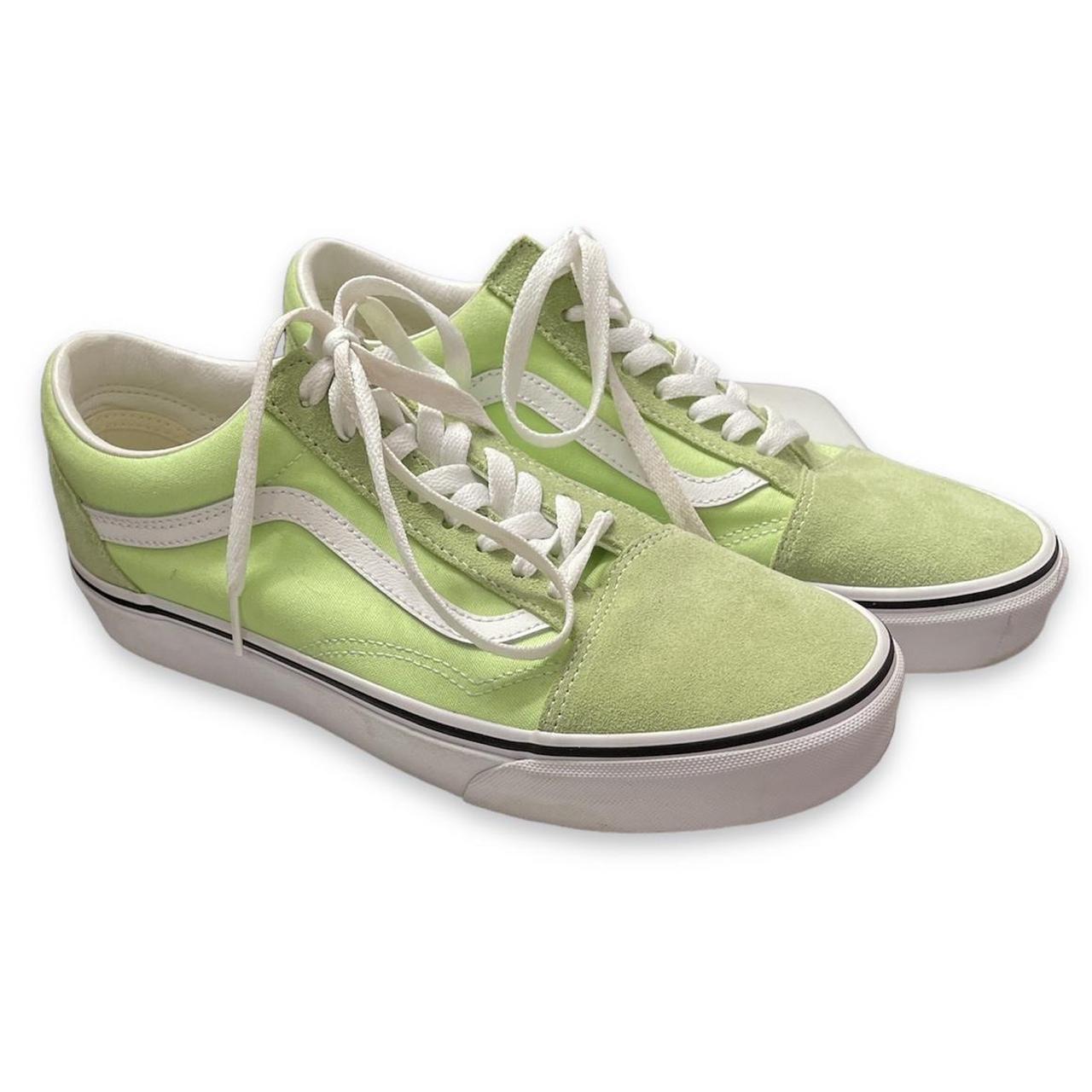 Lime green vans top shoes