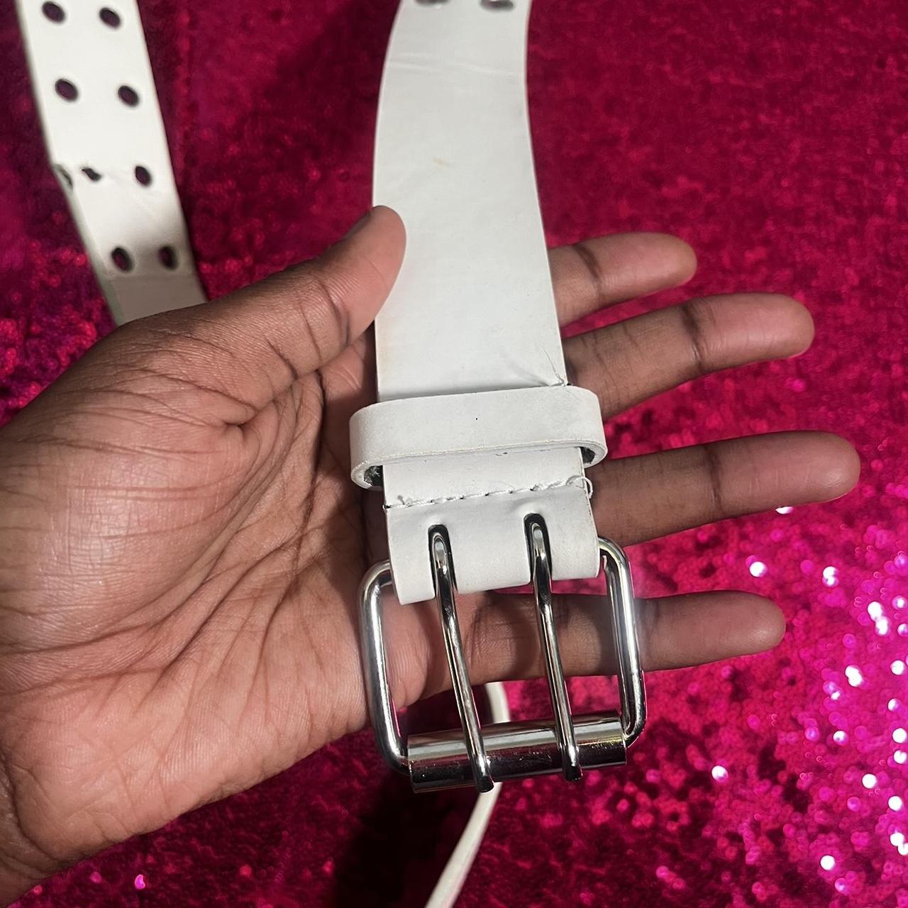 the cyber y2k holed belt! 🤍💿 ️this item is second... - Depop