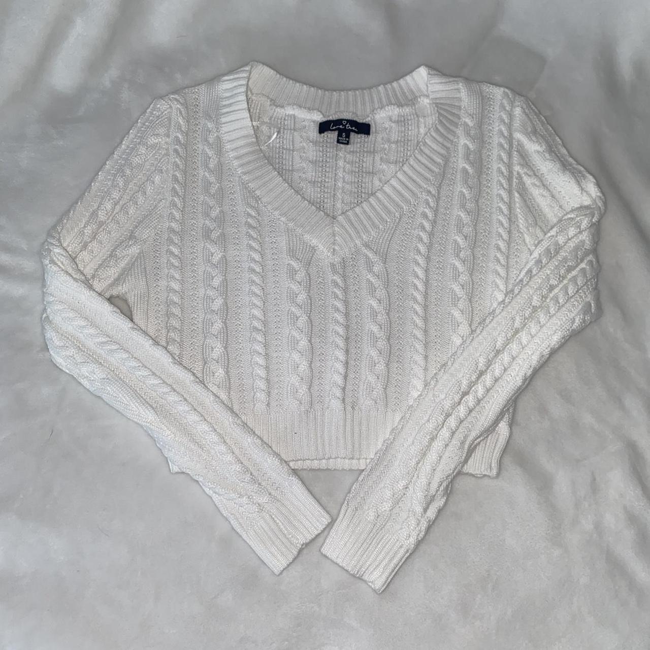 v-neck white knit sweater size small. never worn new... - Depop