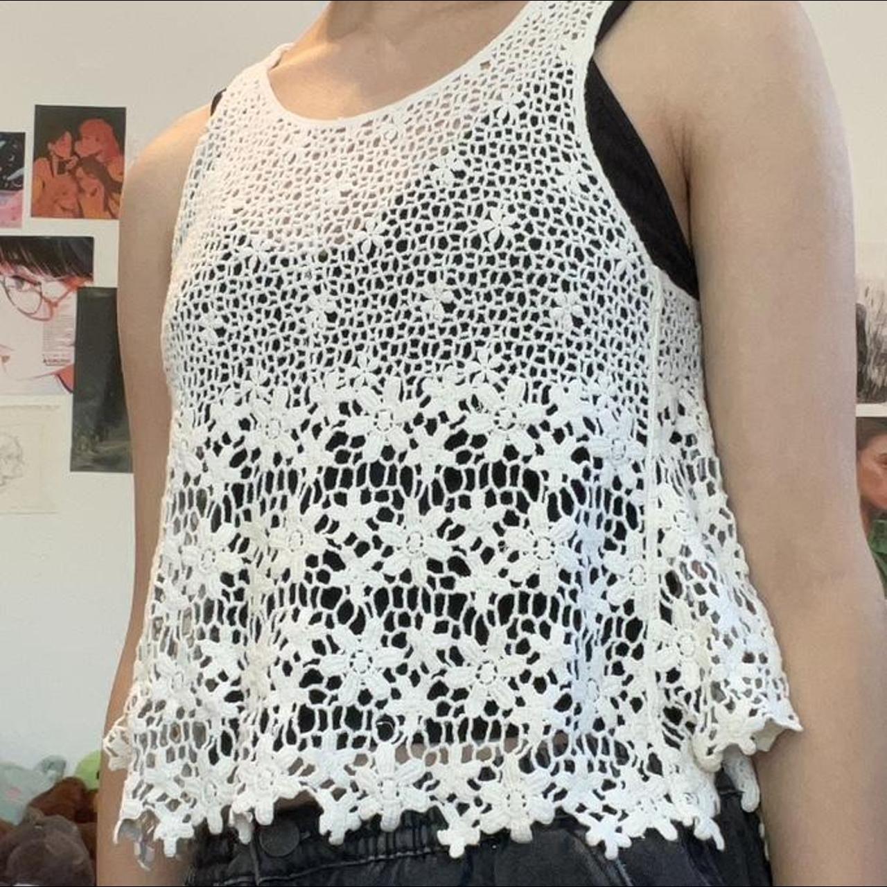 Lacey flower shirt -black under not included - Depop