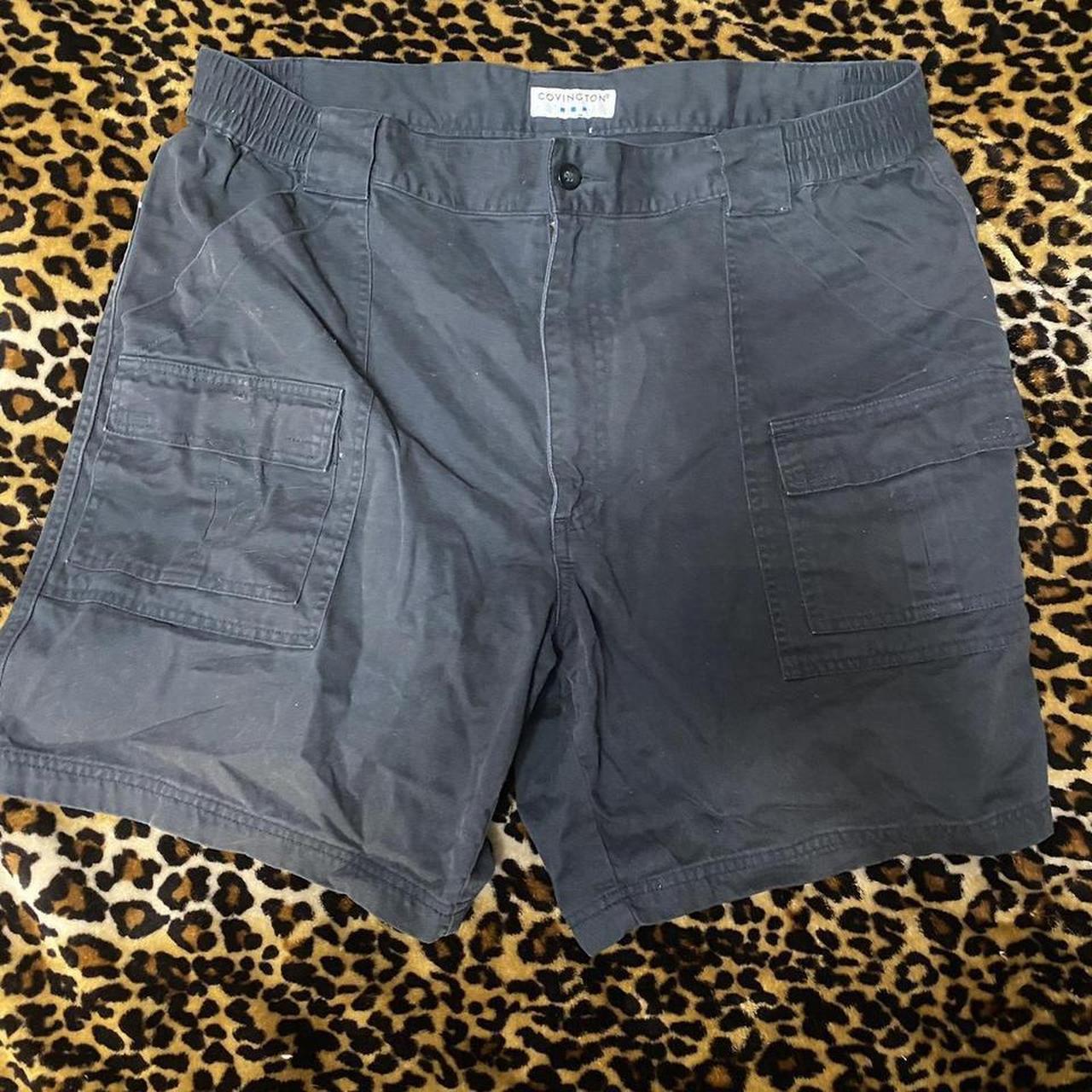 covington black grey cargo shorts thigh length... - Depop