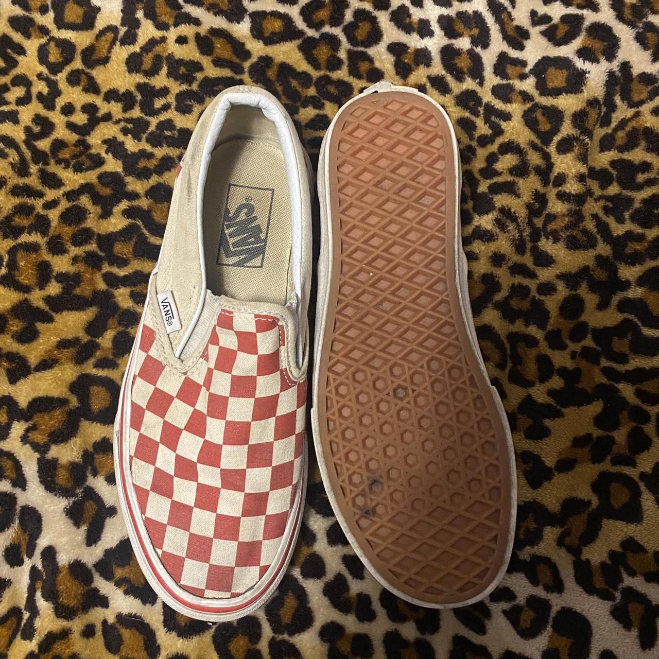 Red Checkered Board Slip on Vans Size 7.5 Used ... - Depop