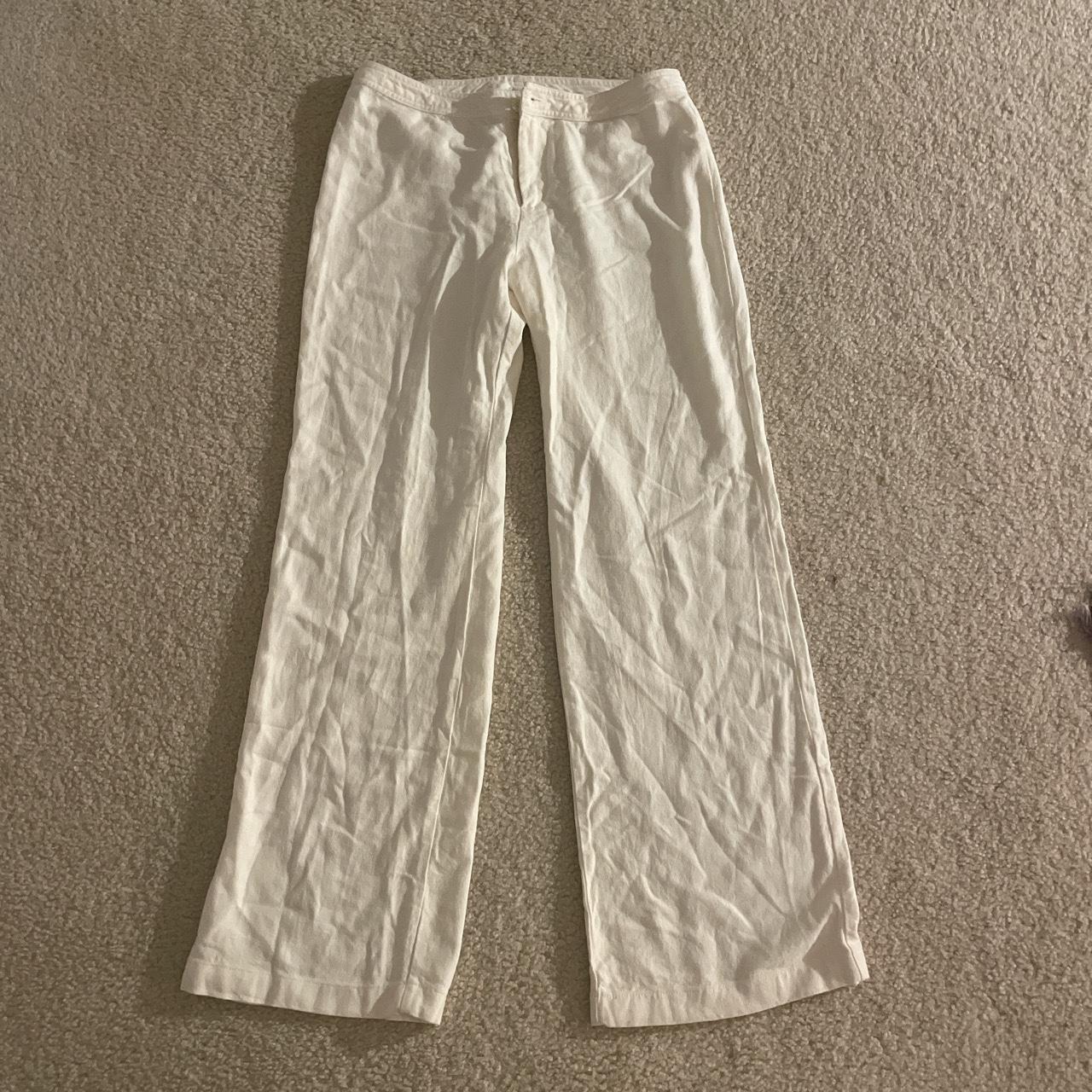 Brandy Melville Nyree white linen pant Brand new,... Depop