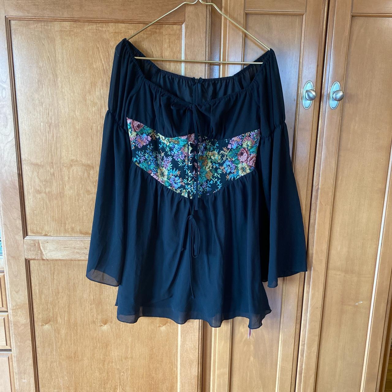 Black Bohemian Corset Dress Shop cider dress Size... Depop