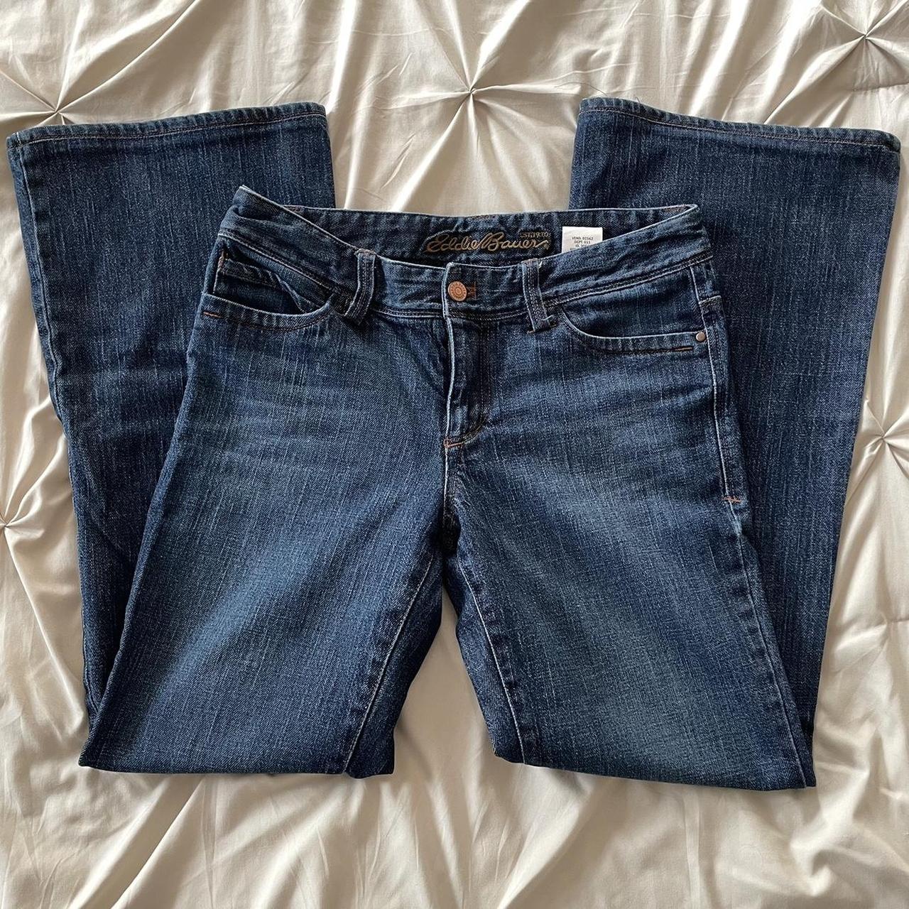 Eddie Bauer Women's Navy and Blue Jeans | Depop