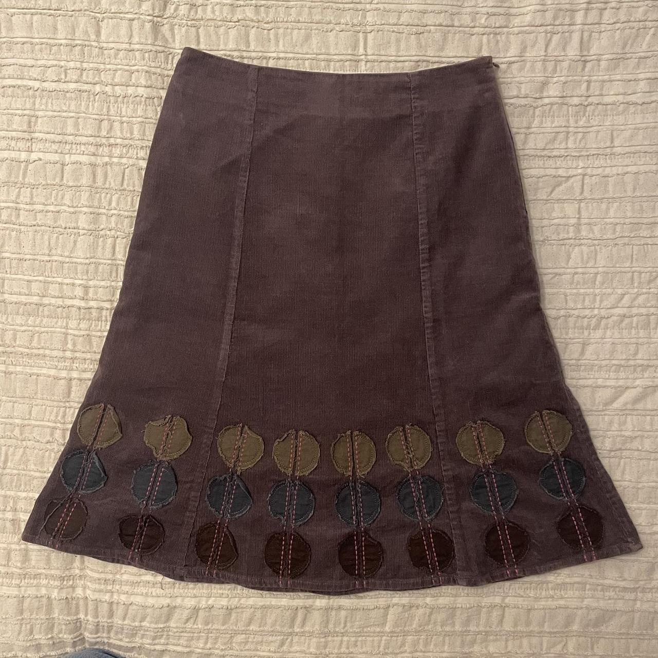 Boden mauve gray corduroy flared tulip skirt with... - Depop