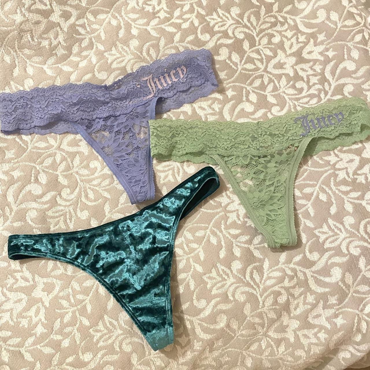 2 juicy couture & one victoria secret pink thong. - Depop
