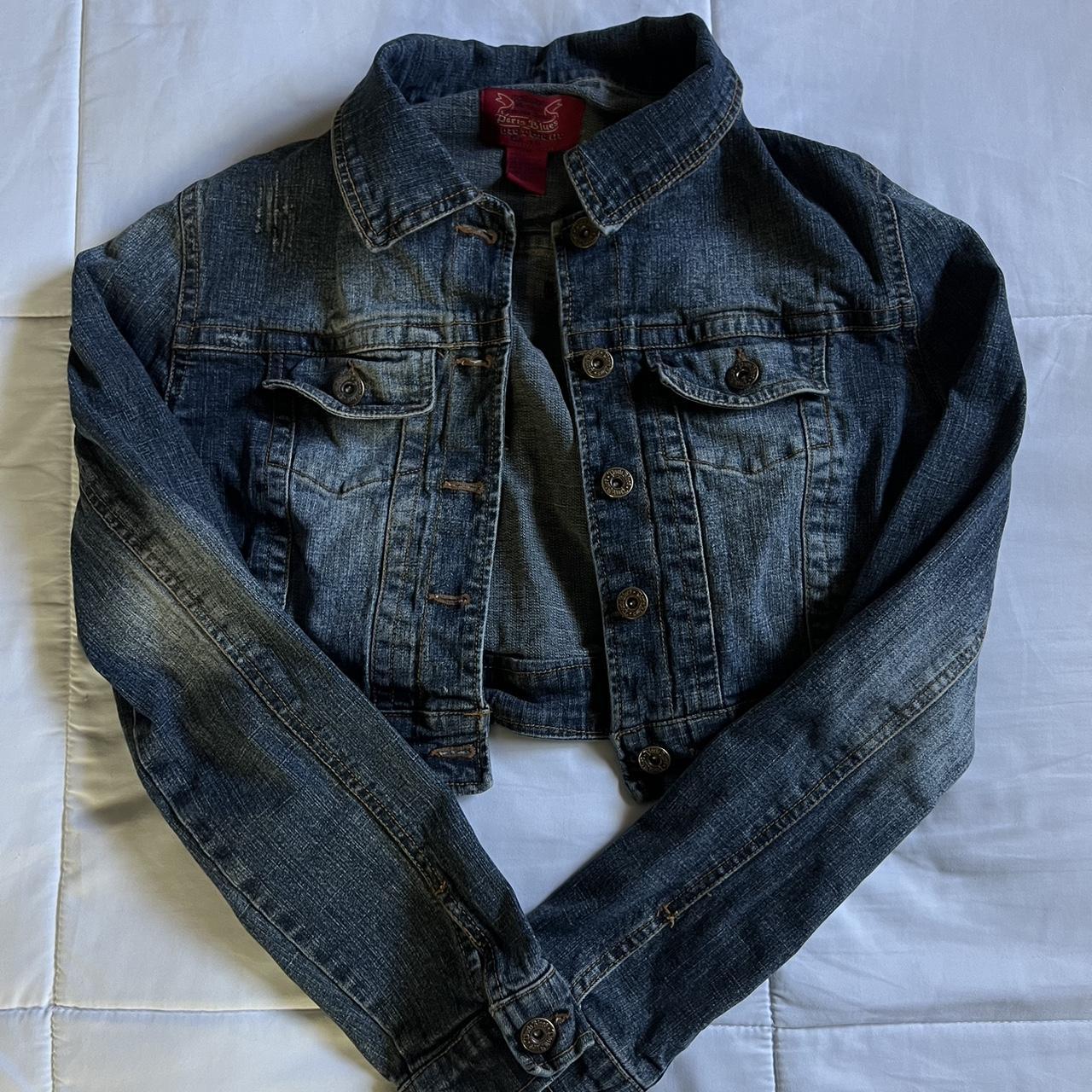 paris blues cropped denim jacket... Depop