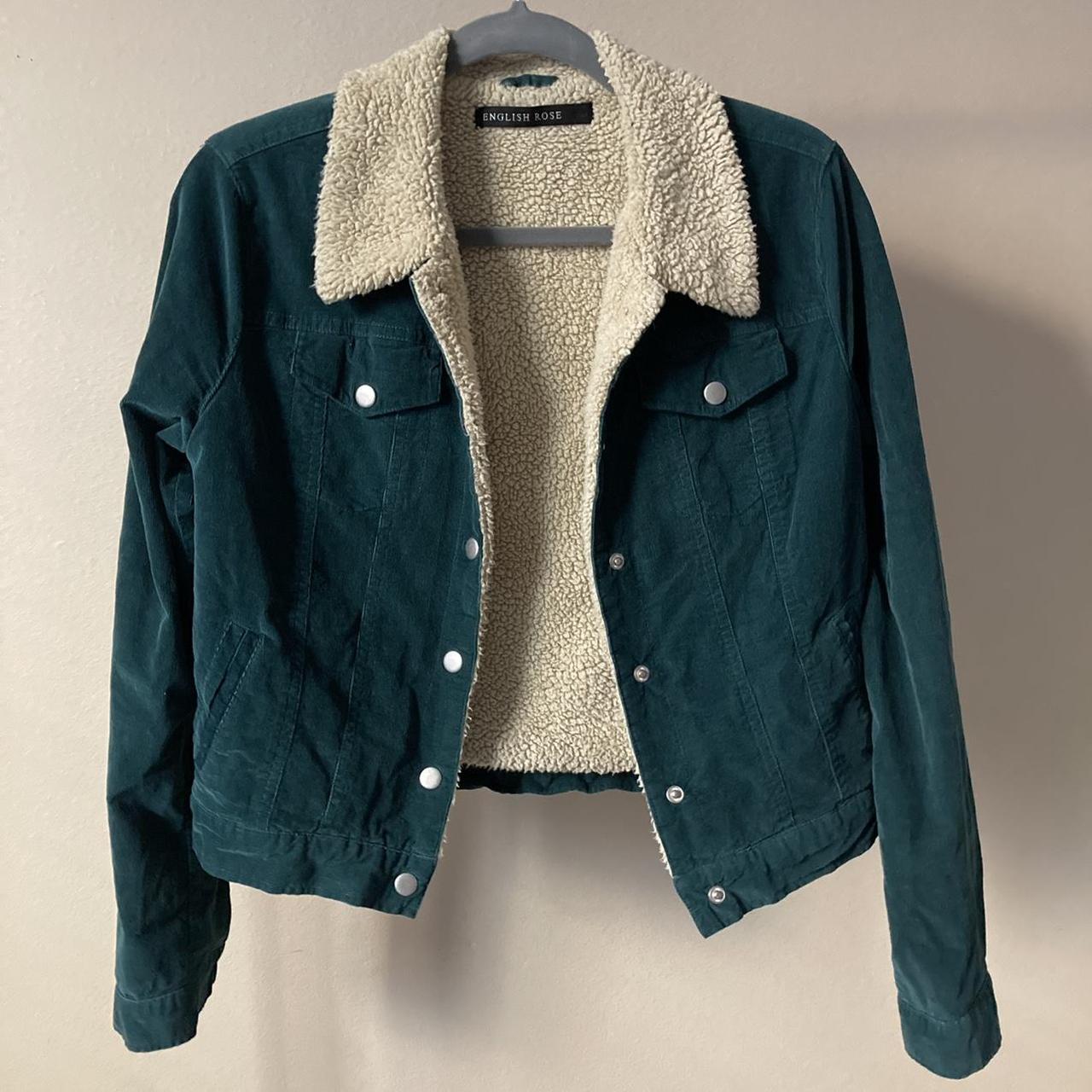 blue-green corduroy jacket lightweight Depop