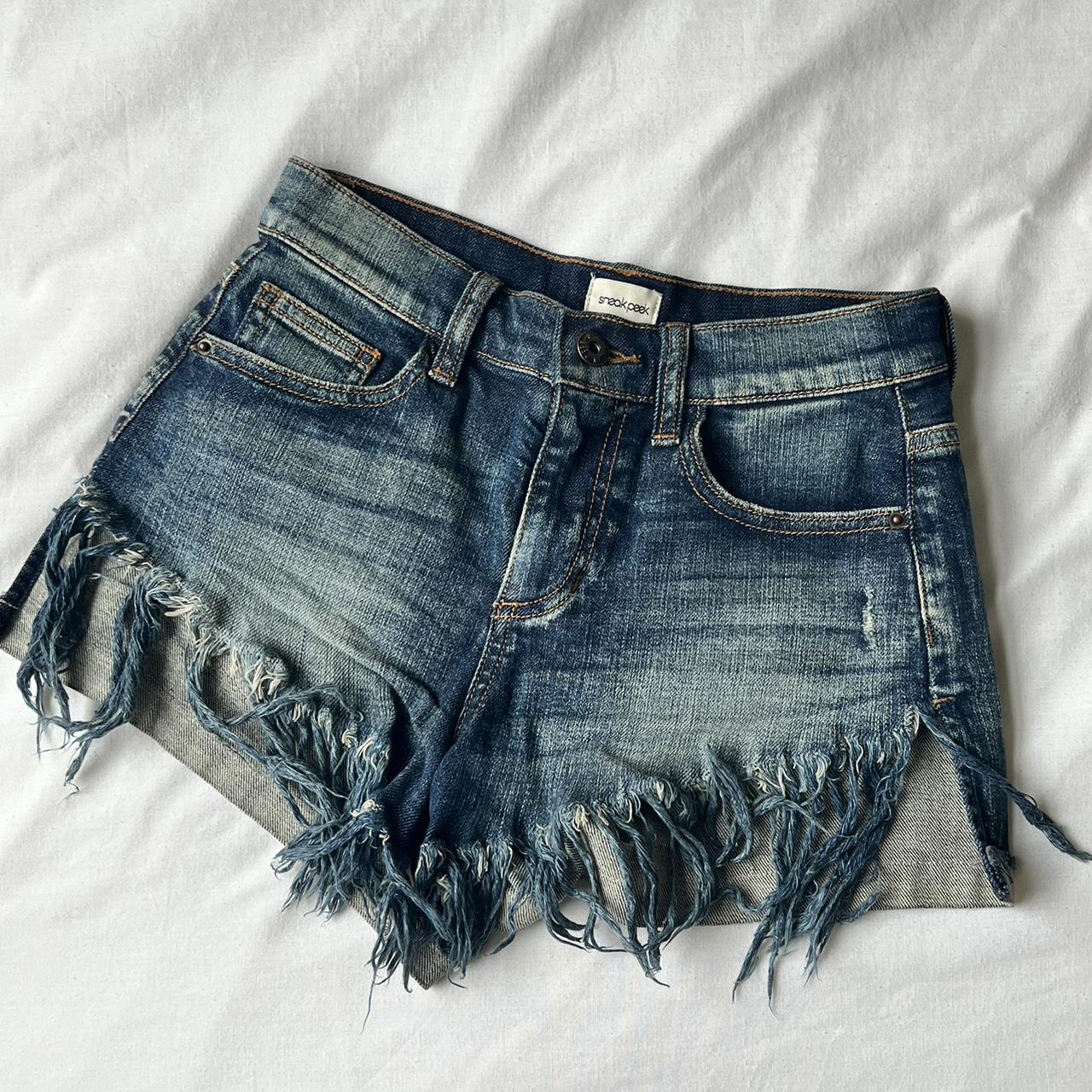 Women S Blue And Navy Shorts Depop   P0 