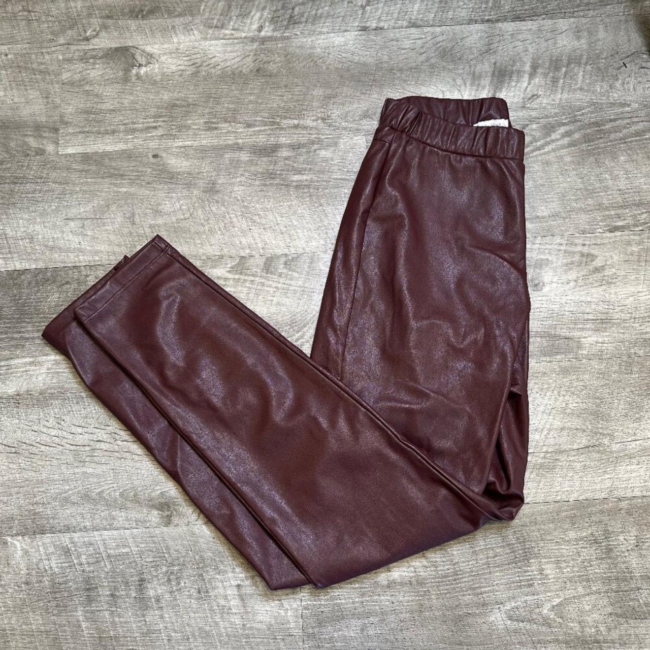 MaxMara Leisure Faux Leather Pants in Brown / Red | Depop