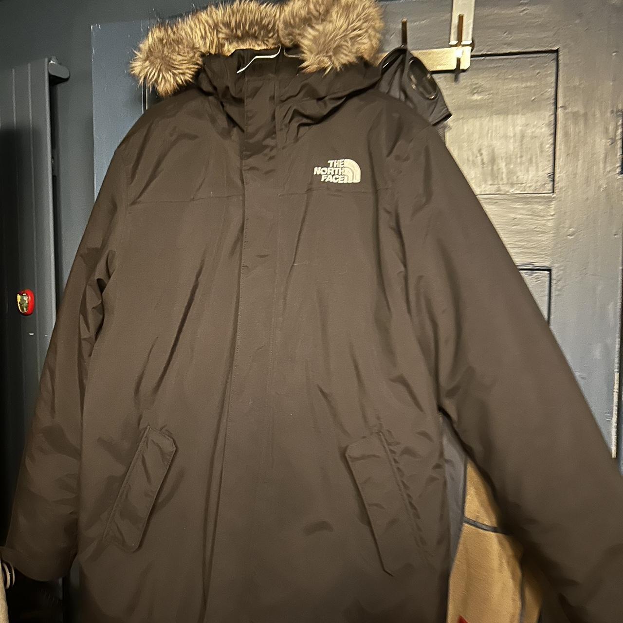 Men’s north face fur hood coat hardly used so in... - Depop