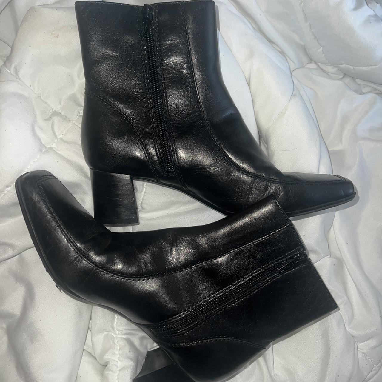 Vintage Square Toe Black Booties Jones New York 6M... Depop