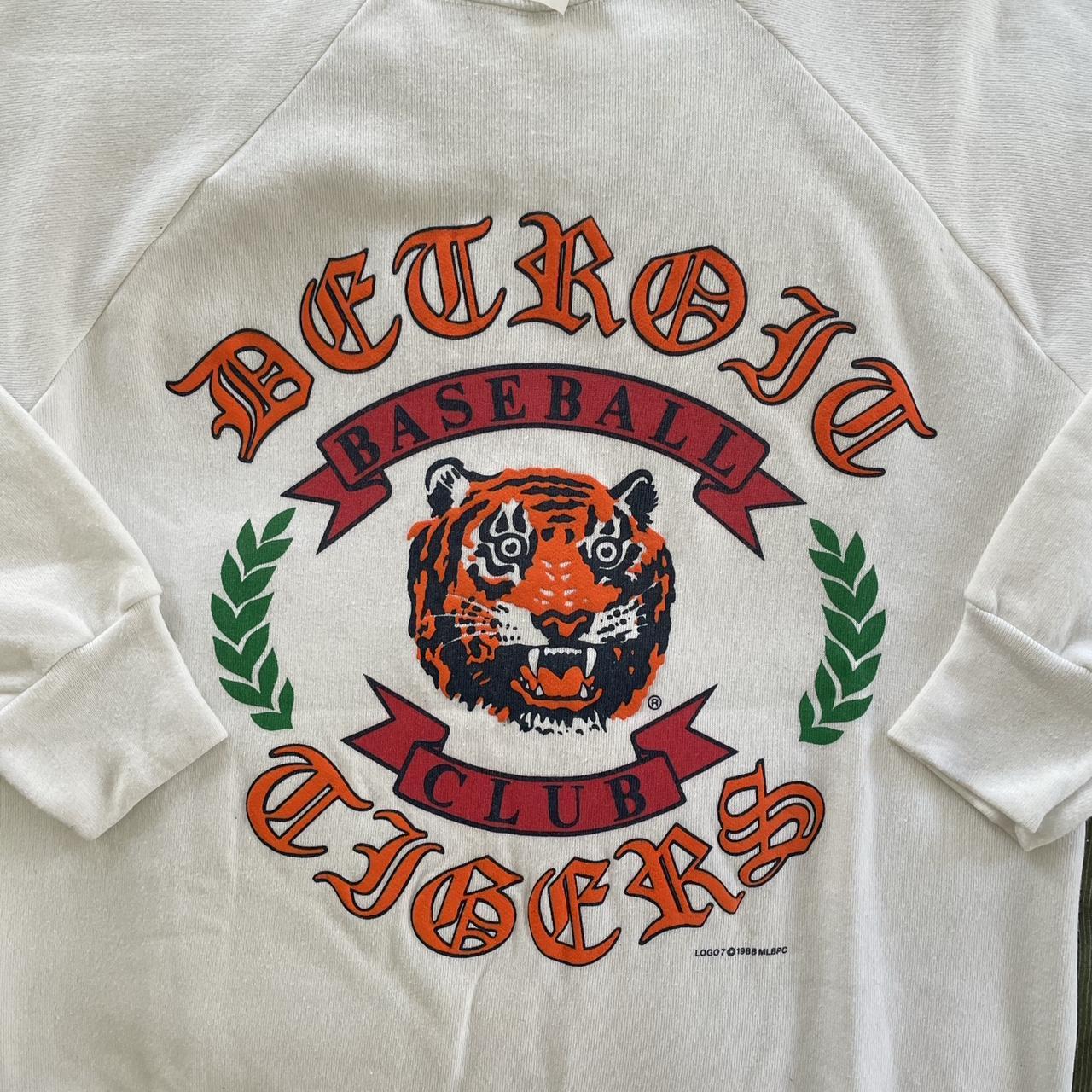 vintage 1988 detroit tigers crewneck sweatshirt. - Depop