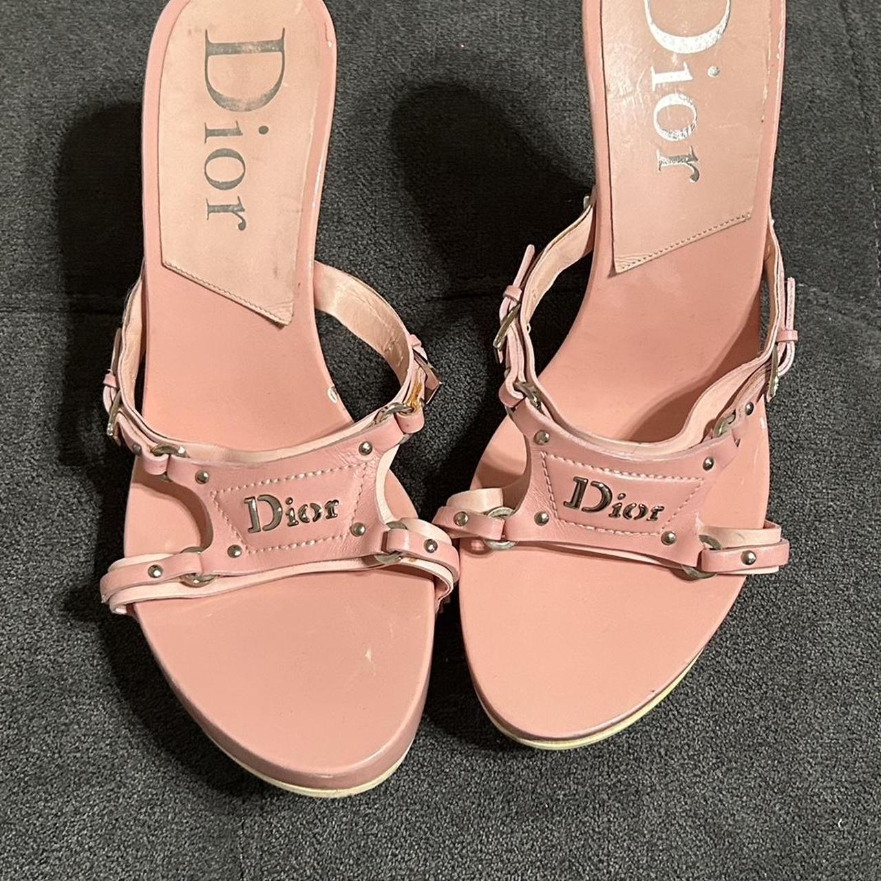 Dior pink bondage galliano heels Size 7.5 Flaws... - Depop