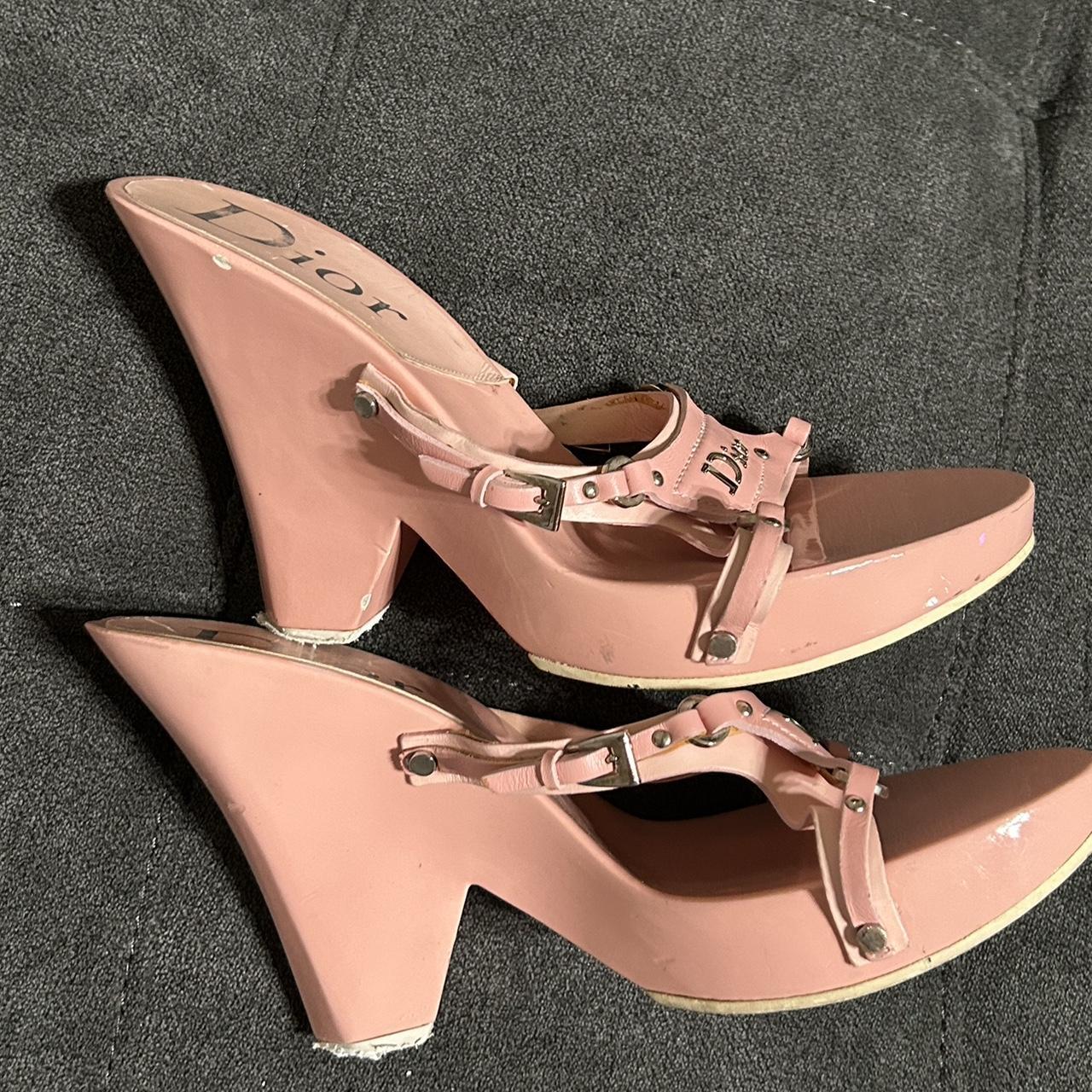 Dior pink bondage galliano heels Size 7.5 Flaws... - Depop